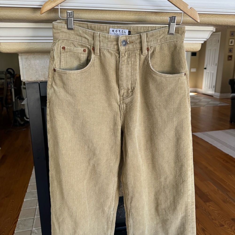 Motel Rocks Wide Leg Corduroy Tan Jeans Size M - Picture 2 of 5